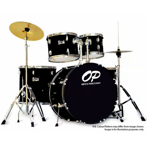 Opus Percussion 5-Piece Rock Drum Kit in Black