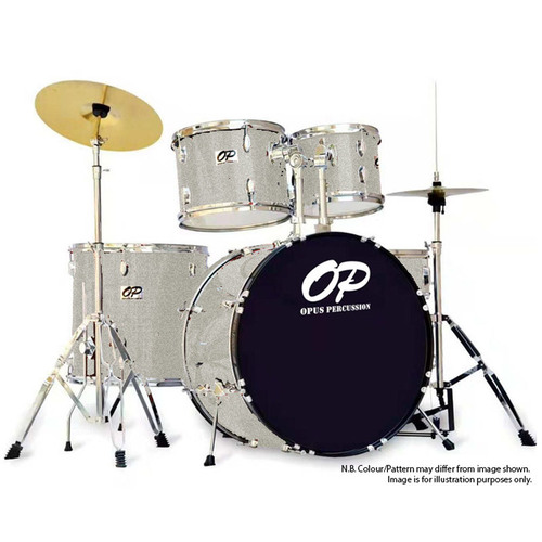 Opus Percussion 6-Piece Rock Drum Kit in Silver Sparkle