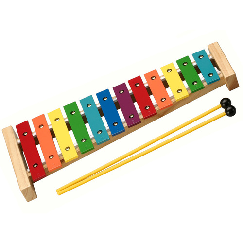 Opus Percussion 12-Note Coloured Glockenspiel with Natural Wood Frame
