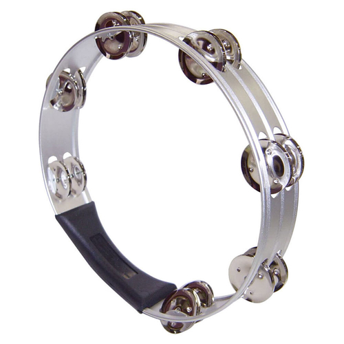 Opus Percussion 10" Tambourine with Double-Row Jingles in Silver