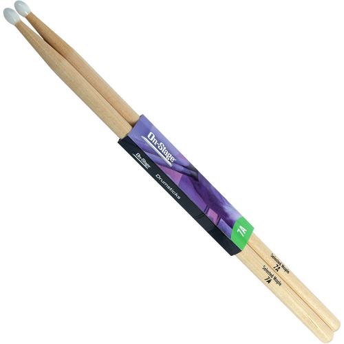 On Stage 7A Maple Drum Sticks with Nylon Tip (1-Pair)