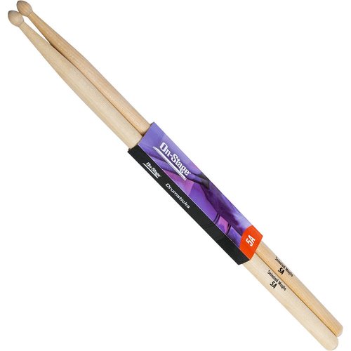 On Stage 5A Maple Drum Sticks with Wood Tip (1-Pair)