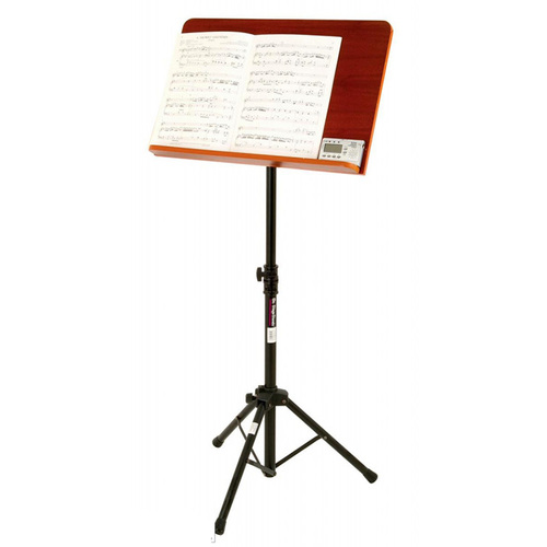 On Stage Pro Orchestral Sheet Music Stand with Wide Rosewood Bookplate