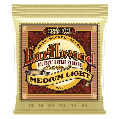 Ernie Ball 2003 Earthwood Medium Light 80/20 Bronze Acoustic Guitar Strings 12-54 Gauge