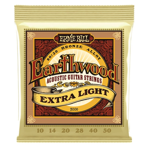 Ernie Ball 2006 Earthwood Extra Light 80/20 Bronze Acoustic Guitar Strings 10-50 Gauge