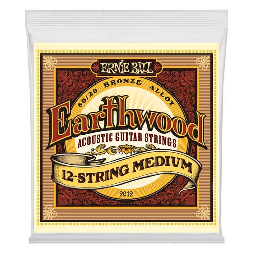 Ernie Ball 2012 Earthwood Medium 12-String 80/20 Bronze Acoustic Guitar Strings 11-28 Gauge