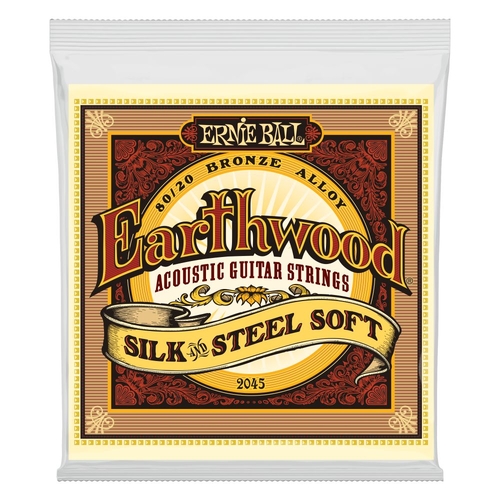 Ernie Ball 2045 Earthwood Silk & Steel Soft 80/20 Bronze Acoustic Guitar Strings 11-52 Gauge