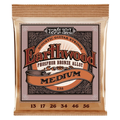 Ernie Ball 2144 Earthwood Medium Phosphor Bronze Acoustic Guitar Strings 13-56 Gauge