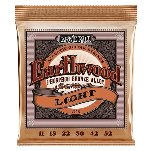 Ernie Ball 2148 Earthwood Light Phosphor Bronze Acoustic Guitar Strings 11-52 Gauge
