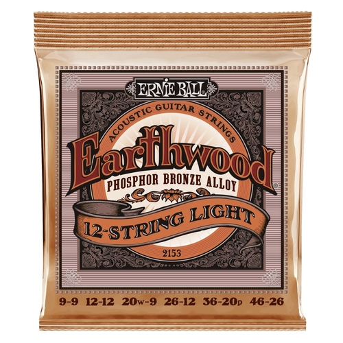Ernie Ball 2153 Earthwood 12-String Light Phosphor Bronze Acoustic Guitar Strings 9-46 Gauge