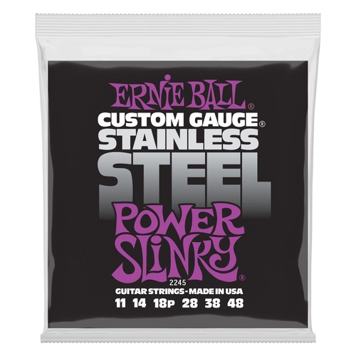 Ernie Ball 2245 Power Slinky Stainless Steel Wound Electric Guitar Strings 11-48 Gauge