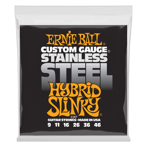 Ernie Ball 2247 Hybrid Slinky Stainless Steel Wound Electric Guitar Strings 9-46 Gauge