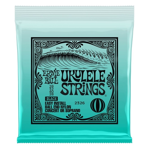 Ernie Ball 2326 Concert/Soprano Ukulele Ball-End Nylon Strings Black