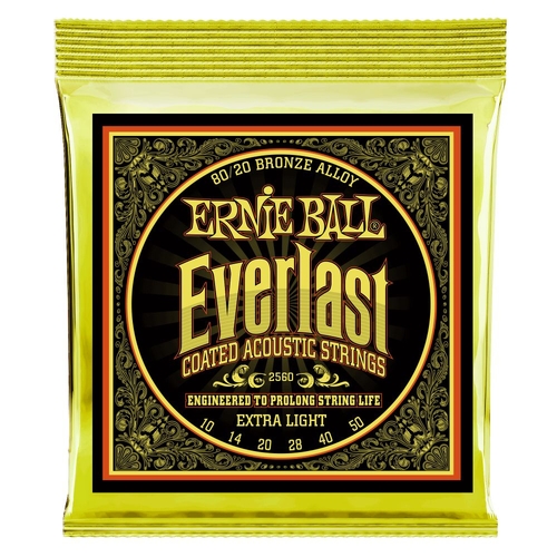 Ernie Ball 2560 Everlast Light Coated 80/20 Bronze Acoustic Extra 10-50 Gauge