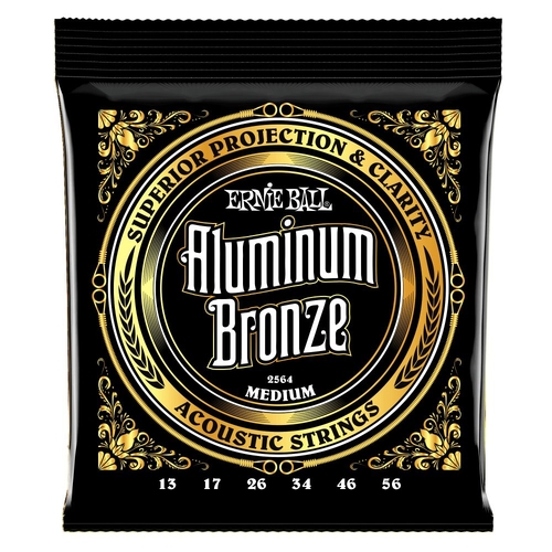 Ernie Ball 2564 Medium Aluminum Bronze Acoustic Guitar Strings 13-56 Gauge