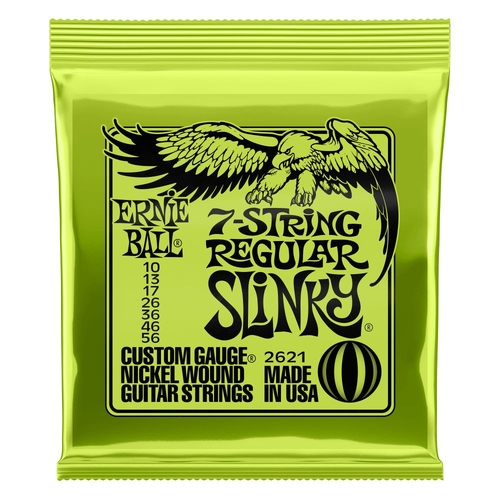 Ernie Ball 2621 Regular Slinky 7-String Nickel Wound Electric Guitar Strings 10-56 Gauge