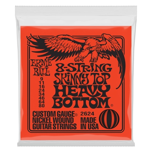 Ernie Ball 2624 Skinny Top Heavy Bottom Slinky 8-String Electric Guitar Strings 9-80 Gauge