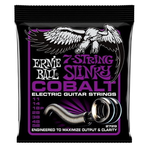 Ernie Ball 2729 Power Slinky 7-String Cobalt Electric Guitar Strings 11-58 Gauge