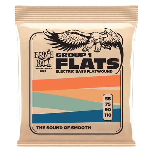 Ernie Ball 2802 Flatwound Group I Electric Bass Strings 55-110 Gauge