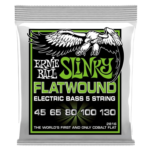 Ernie Ball 2816 Regular Slinky 5-String Flatwound Electric Bass Strings 45-130 Gauge