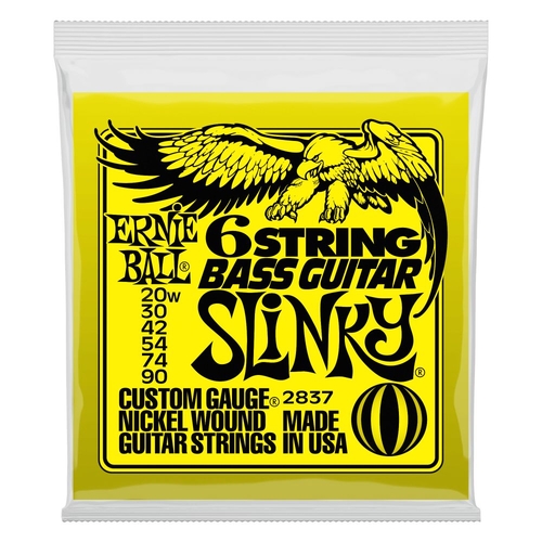 Ernie Ball 2837 Slinky 6-String w/ small ball end 29 5/8 scale Bass Guitar Strings 20-90 Guage