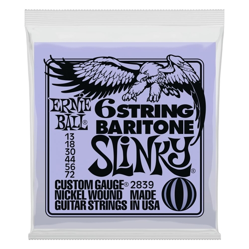 Ernie Ball 2839 Slinky 6-String w/ small ball end 29 5/8 scale Baritone Guitar Strings 13-72 Gauge