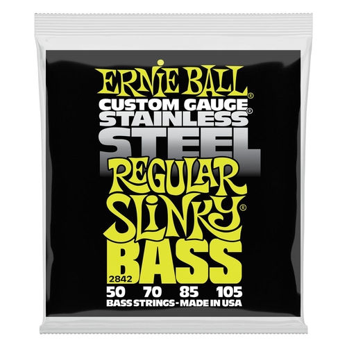 Ernie Ball 2842 Regular Slinky Stainless Steel Electric Bass Strings 50-105 Gauge