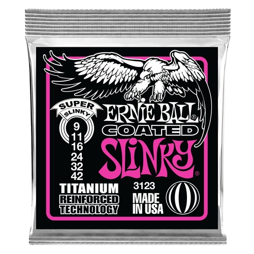 Ernie Ball 3123 Super Slinky RPS Coated Titanium Electric Guitar Strings 9-42 Gauge