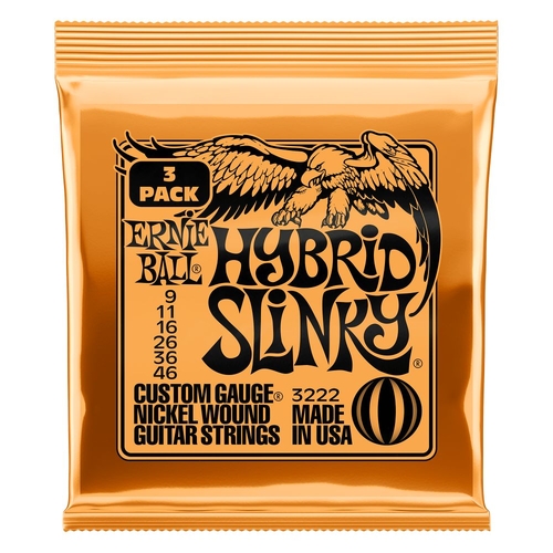 Ernie Ball 3222 Hybrid Slinky 3-Pack 9-46 Nickel Wound Electric Guitar Strings