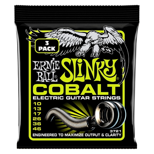 Ernie Ball 3721 Regular Slinky Cobalt Electric Guitar Strings 3 Pack 10-46 Gauge