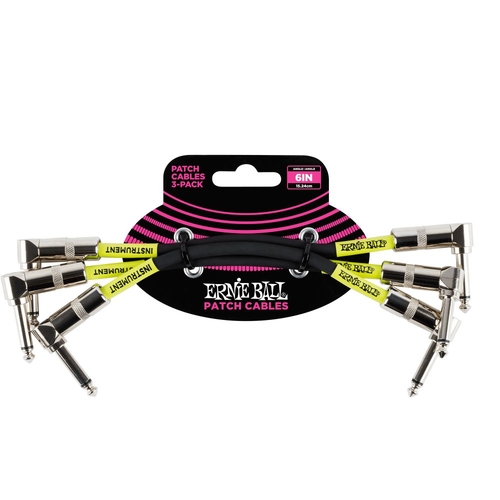 Ernie Ball 6050 6" Angle/Angle Patch Cable 3-Pack - Black