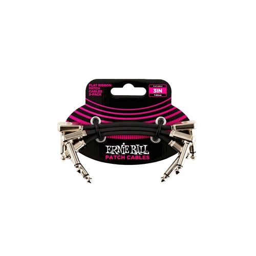 Ernie Ball 3î Flat Ribbon Patch Cable 3-Pack
