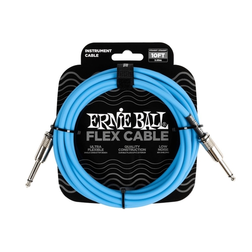 Ernie Ball Flex Instrument Cable 10FT, Blue Straigtht/Straight