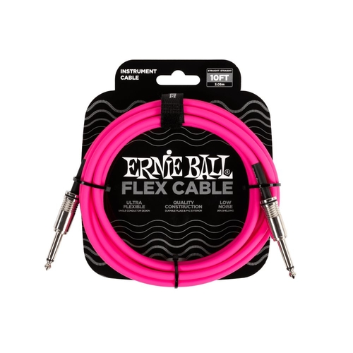 Ernie Ball Flex Instrument Cable 10FT, Pink Straigtht/Straight