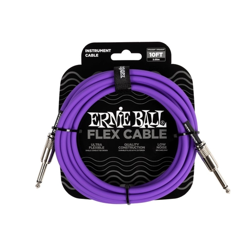 Ernie Ball Flex Instrument Cable 10FT, Purple Straigtht/Straight