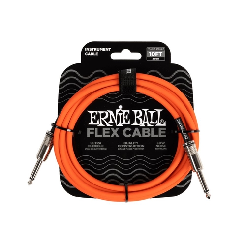 Ernie Ball Flex Instrument Cable 10FT, Orange Straigtht/Straight