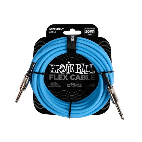 Ernie Ball Flex Instrument Cable 20FT, Blue Straigtht/Straight