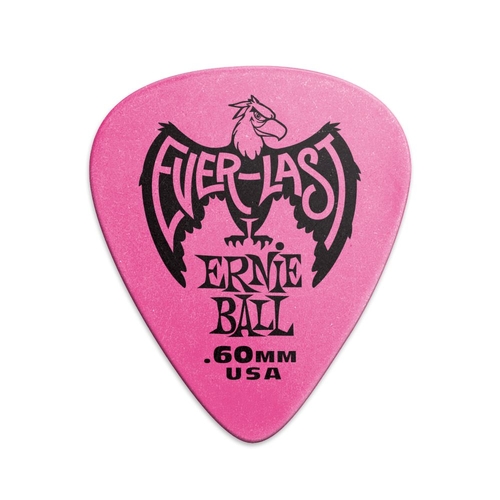 Ernie Ball 0.60 MM Everlast Picks 12 Pack, Pink