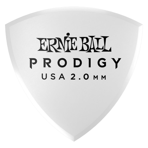 Ernie Ball 2.0 MM Large Shield Prodigy Picks 6 Pack, White