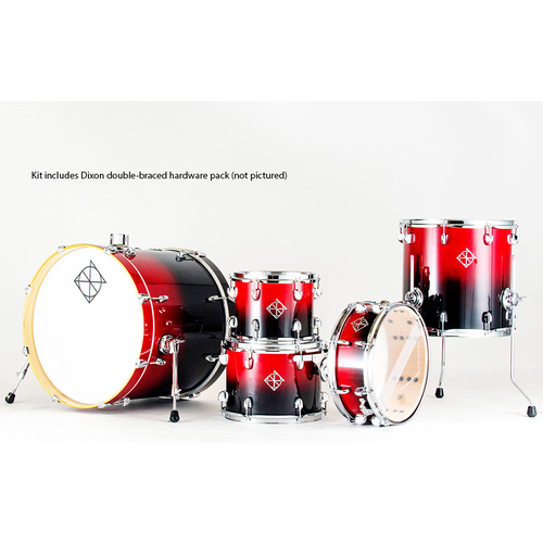 Dixon Fuse Maple 522 Series 5-Pce Drum Kit in Candy Red Fade Gloss