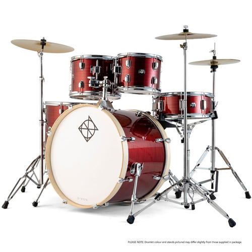 Dixon Spark Standard Series 5-Pce Drum Kit with Cymbals in Cyclone Red