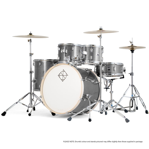 Dixon Spark Standard Series 5-Pce Drum Kit with Cymbals in Cyclone Silver