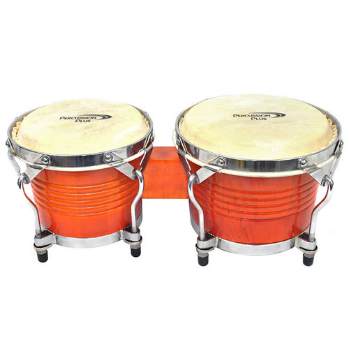Percussion Plus Deluxe 6 & 7" Wooden Bongos in Gloss Natural Lacquer Finish