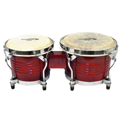 Percussion Plus Deluxe 6 & 7" Wooden Bongos in Gloss Red Lacquer Finish