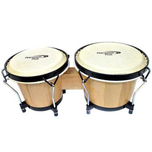 Percussion Plus 6 & 6-3/4" Wooden Bongos in Gloss Natural Lacquer Finish