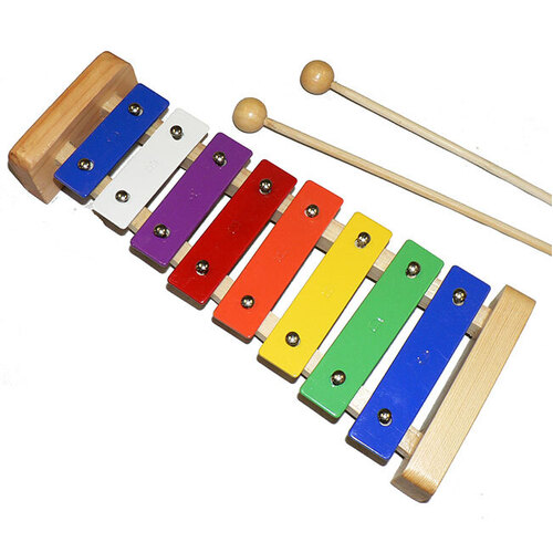 Percussion Plus 8-Note Coloured Glockenspiel with Natural Wood Frame