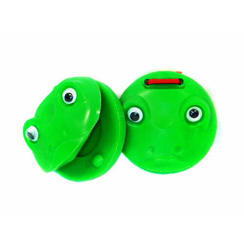 Percussion Plus Plastic Castanets in Green Frog Design (1-Pair)