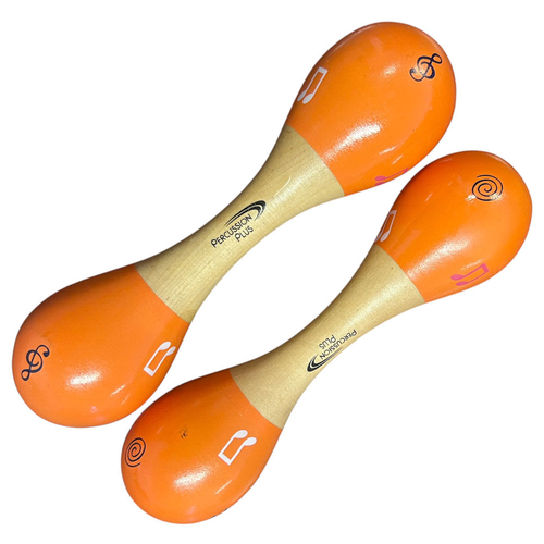 Percussion Plus Double-ended Wooden Maracas in Light Orange & Natural Finish