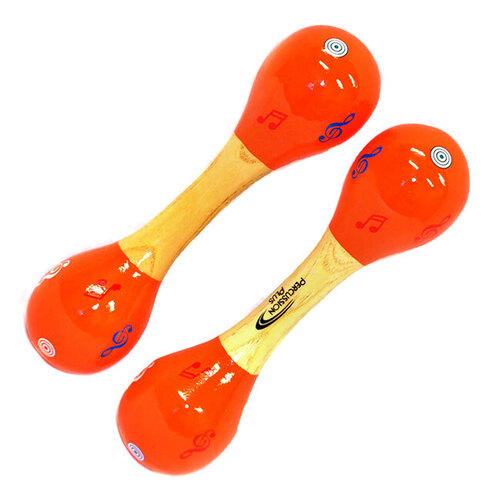 Percussion Plus Double-ended Wooden Maracas in Orange & Natural