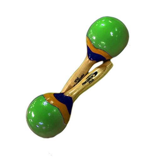 Percussion Plus Wooden Mini Maracas in Green & Patterned Finish